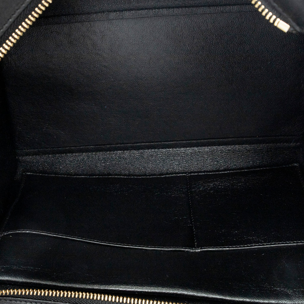 Shoulder Bag Small Tricolor Trapeze Black Calfskin Leather