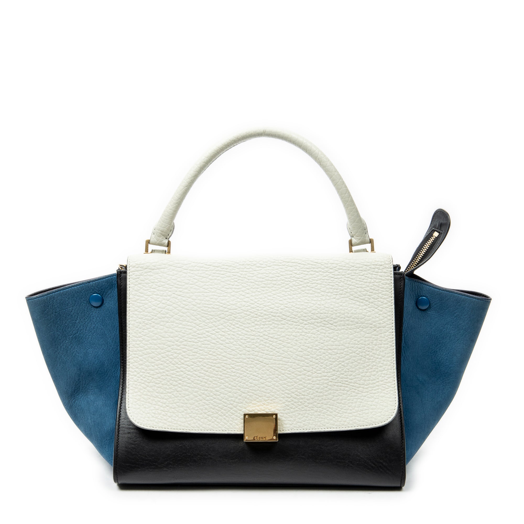 Shoulder Bag Medium Tricolor Trapeze Black Calfskin Leather