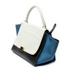 Shoulder Bag Medium Tricolor Trapeze Black Calfskin Leather
