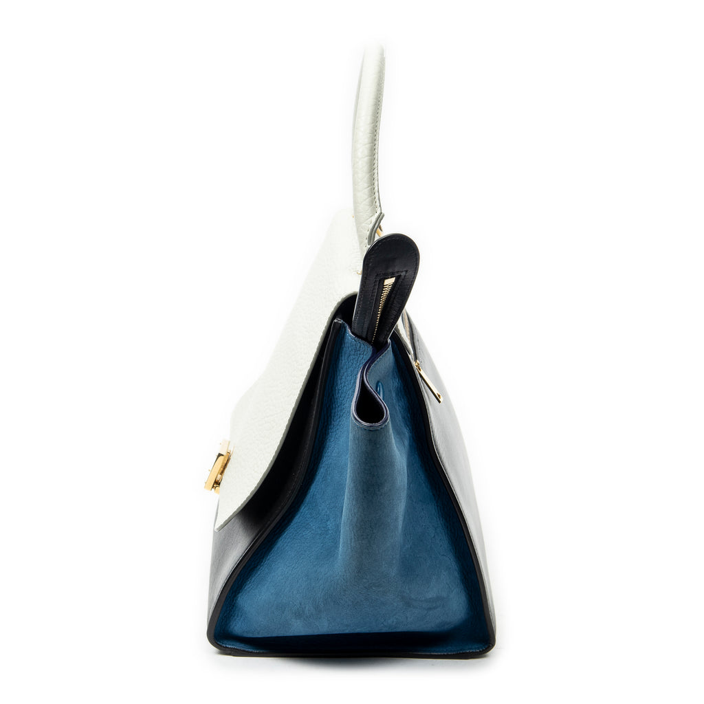 Shoulder Bag Medium Tricolor Trapeze Black Calfskin Leather