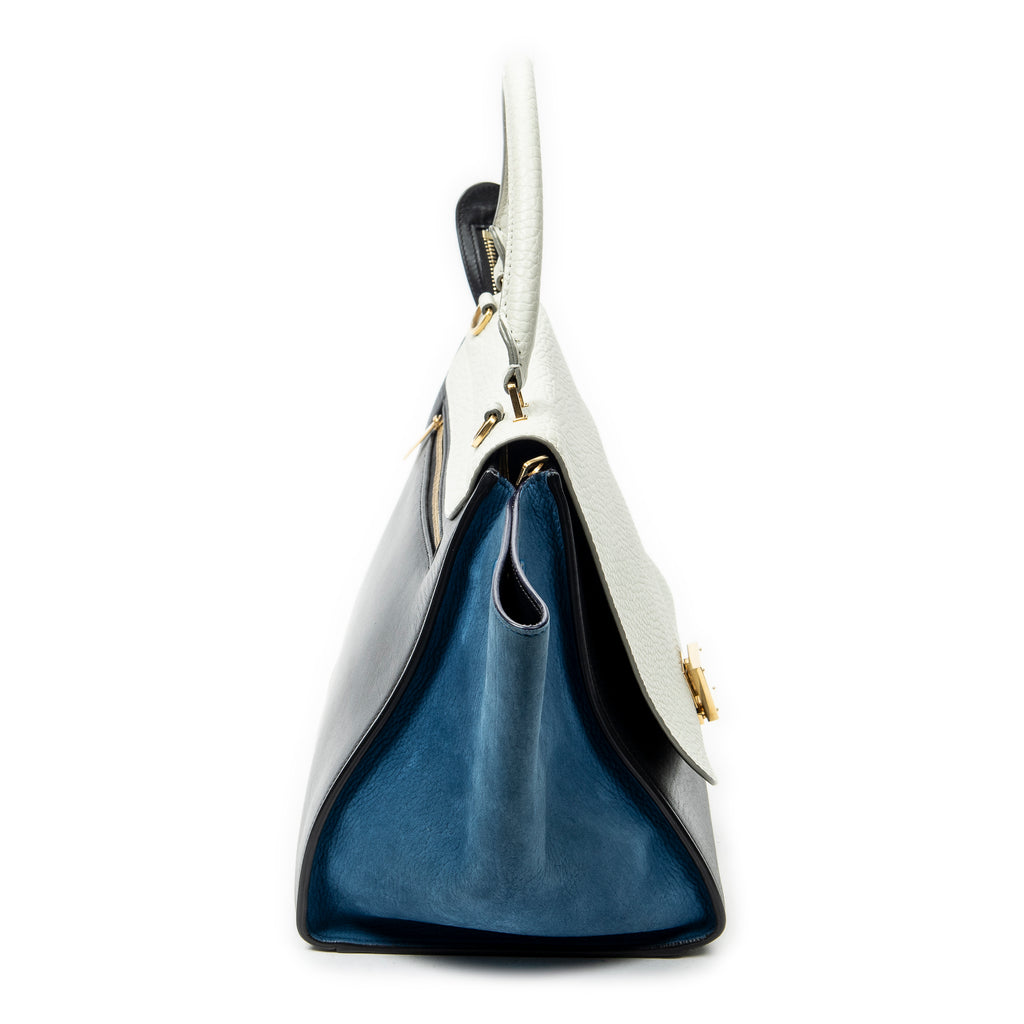 Shoulder Bag Medium Tricolor Trapeze Black Calfskin Leather