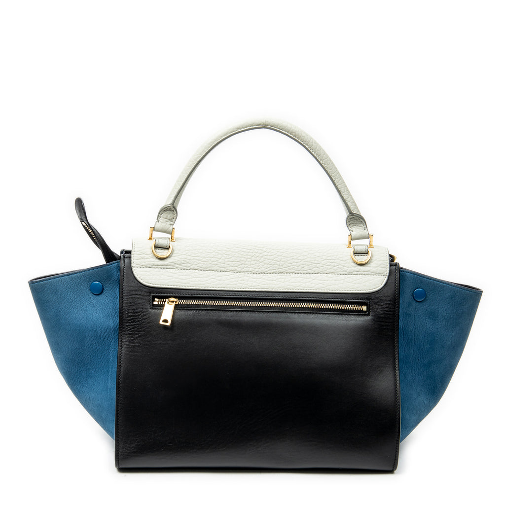Shoulder Bag Medium Tricolor Trapeze Black Calfskin Leather