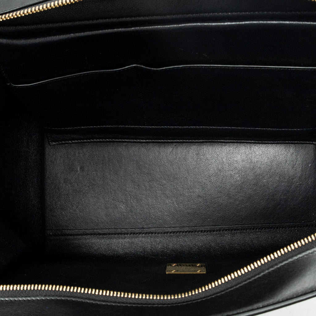 Shoulder Bag Medium Tricolor Trapeze Black Calfskin Leather