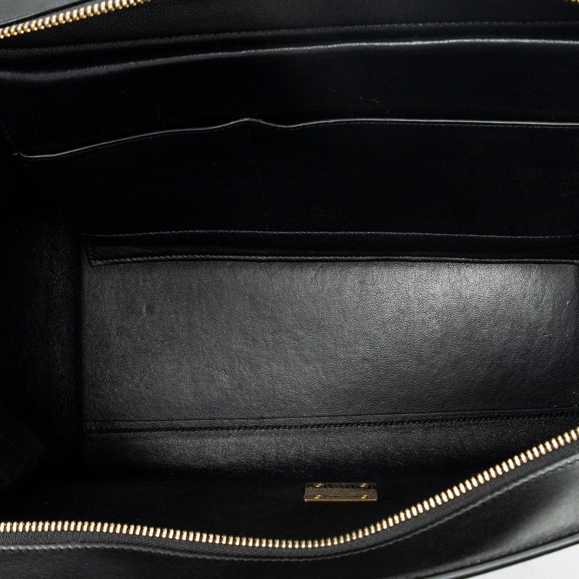 Shoulder Bag Medium Tricolor Trapeze Black Calfskin Leather
