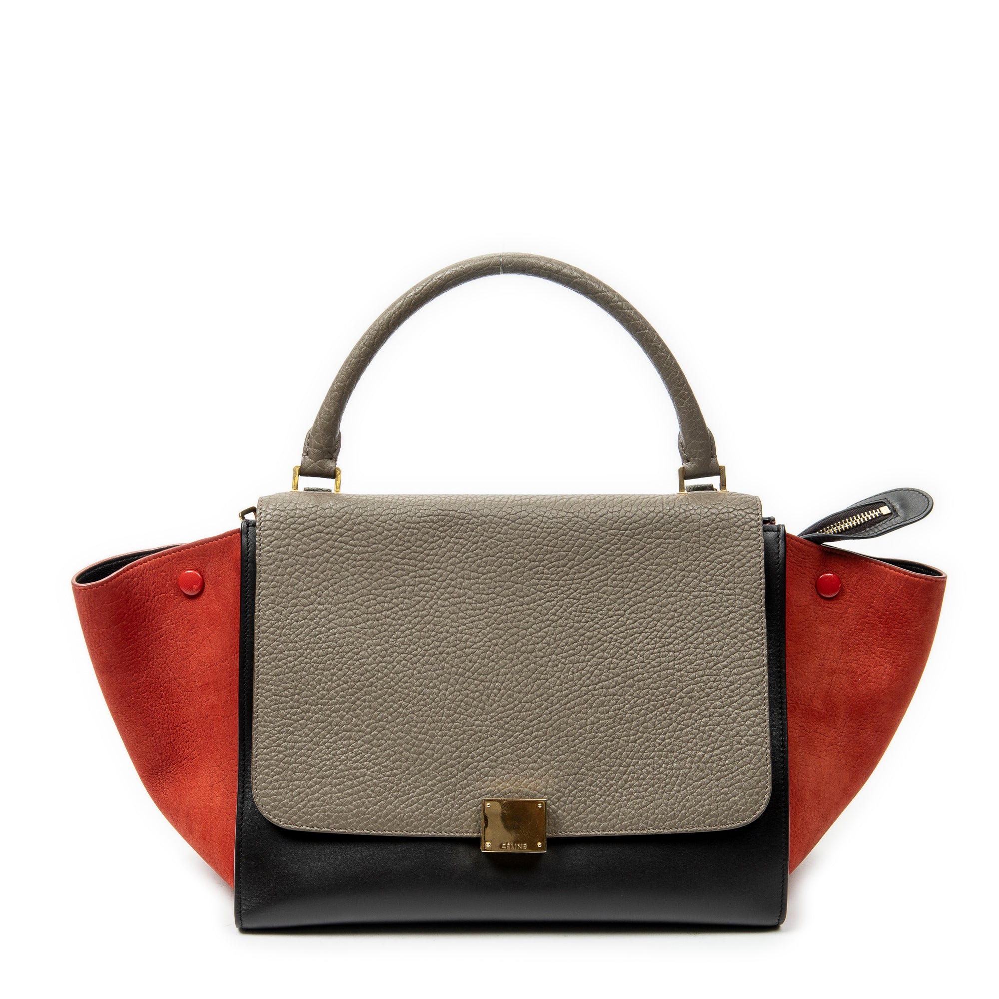 Shoulder Bag Medium Tricolor Trapeze Black Calfskin Leather