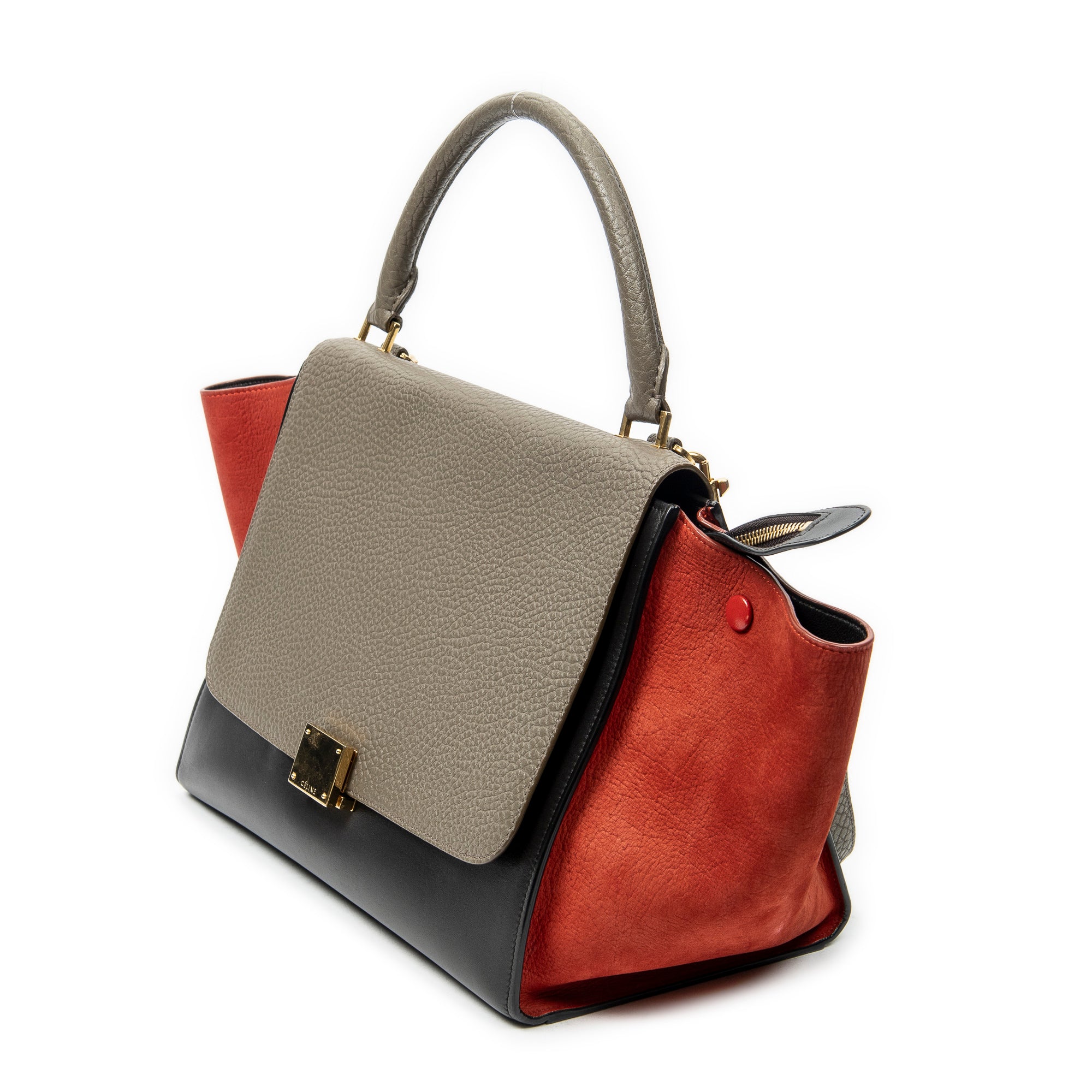 Shoulder Bag Medium Tricolor Trapeze Black Calfskin Leather