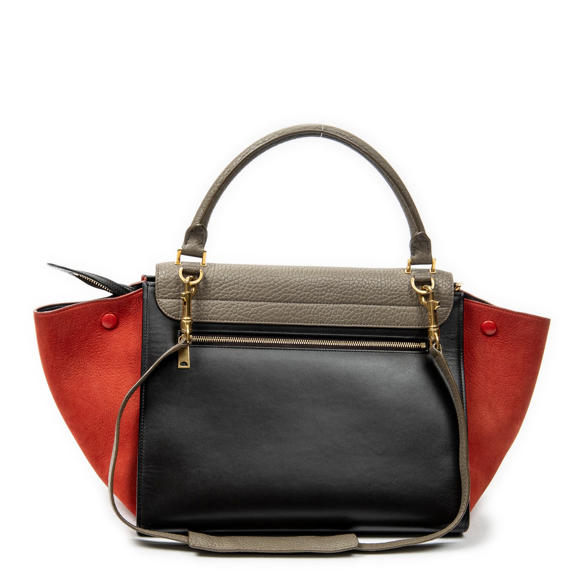 Shoulder Bag Medium Tricolor Trapeze Black Calfskin Leather