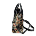 Shoulder Bag Nano Luggage Black Flower Print Embroidered Canvas