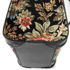 Shoulder Bag Nano Luggage Black Flower Print Embroidered Canvas