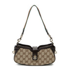Shoulder Bag Mini Moon Side Web Hobo Beige Monogrammed Canvas