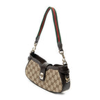 Shoulder Bag Mini Moon Side Web Hobo Beige Monogrammed Canvas