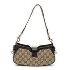 Shoulder Bag Mini Moon Side Web Hobo Beige Monogrammed Canvas