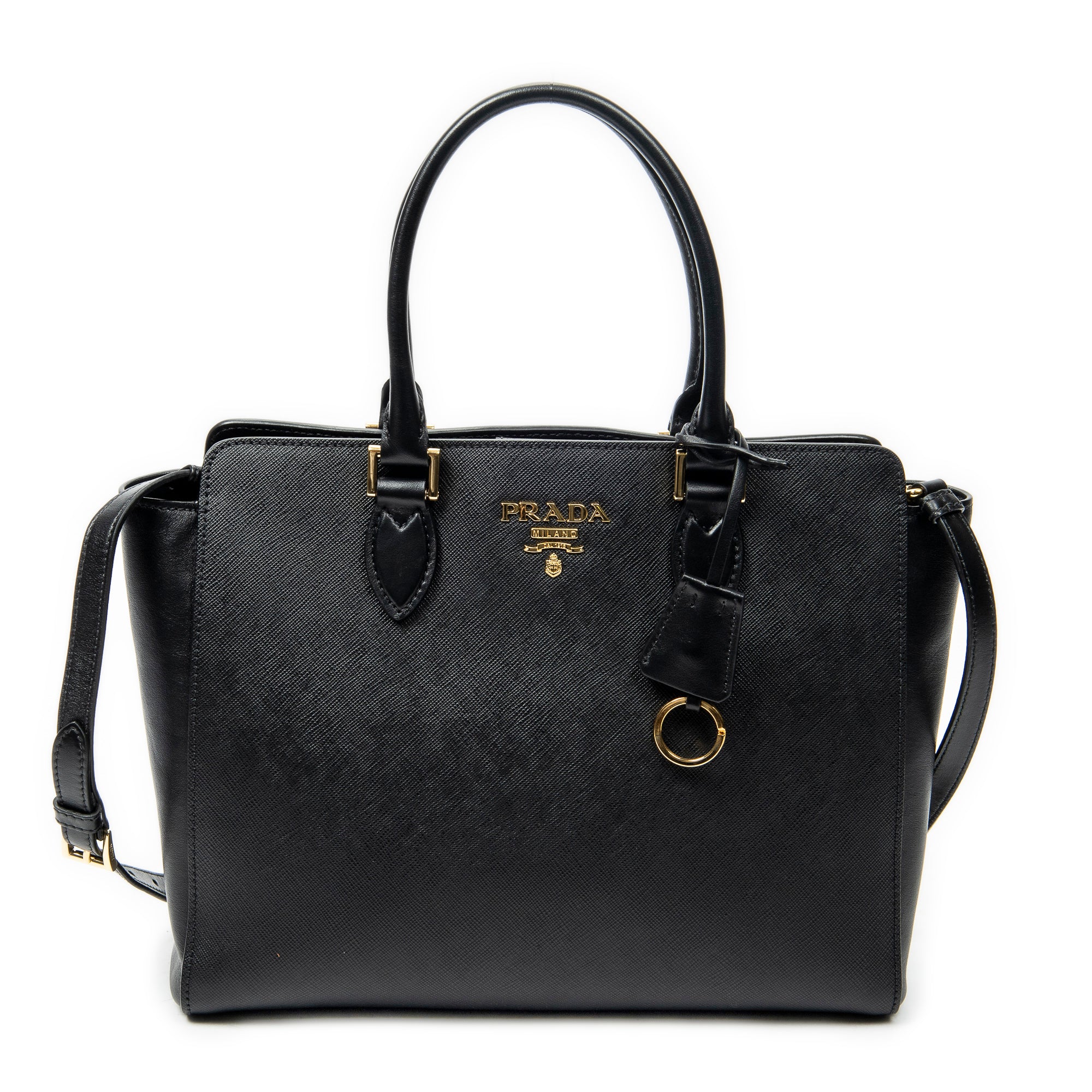 Shoulder Bag Convertible Magnetic Snap Tote Black Saffiano Leather