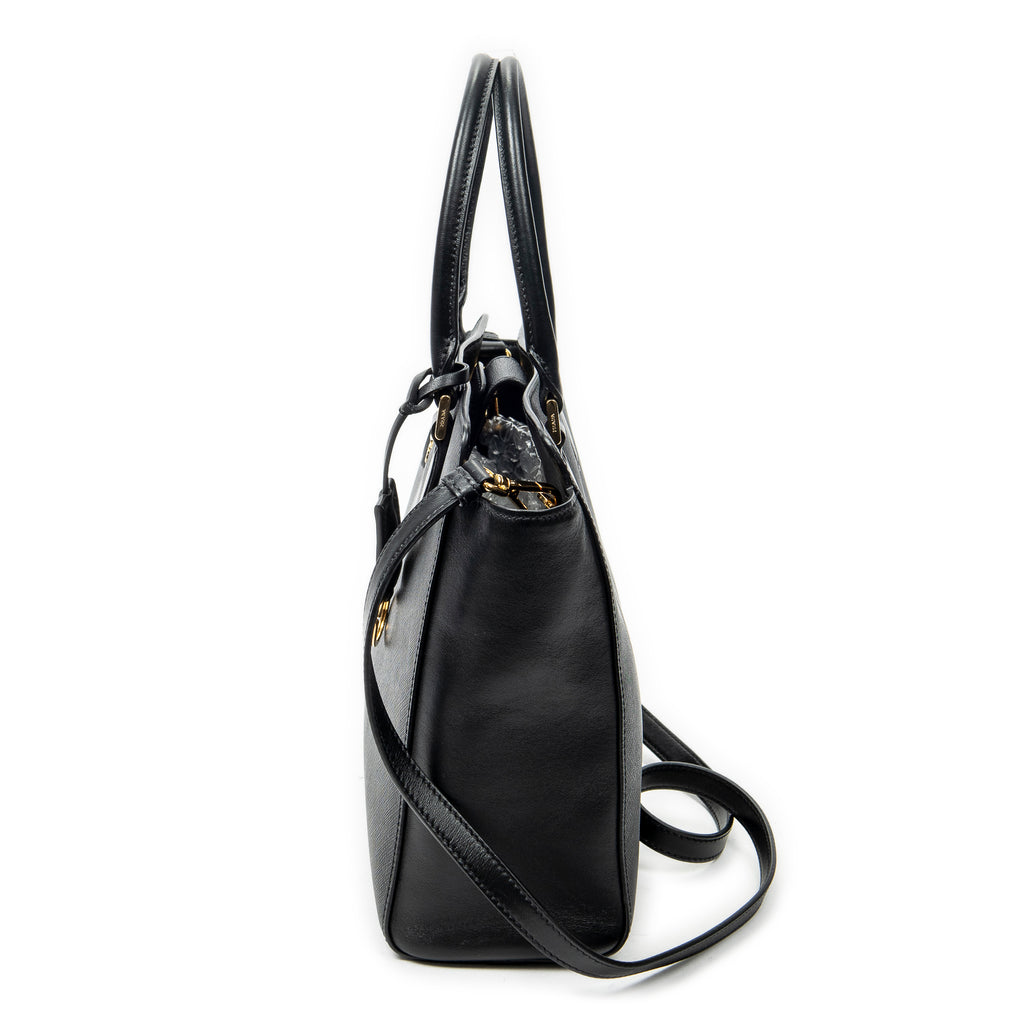 Shoulder Bag Convertible Magnetic Snap Tote Black Saffiano Leather