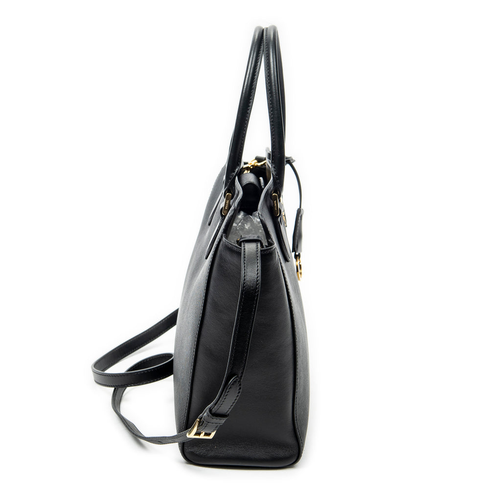 Shoulder Bag Convertible Magnetic Snap Tote Black Saffiano Leather