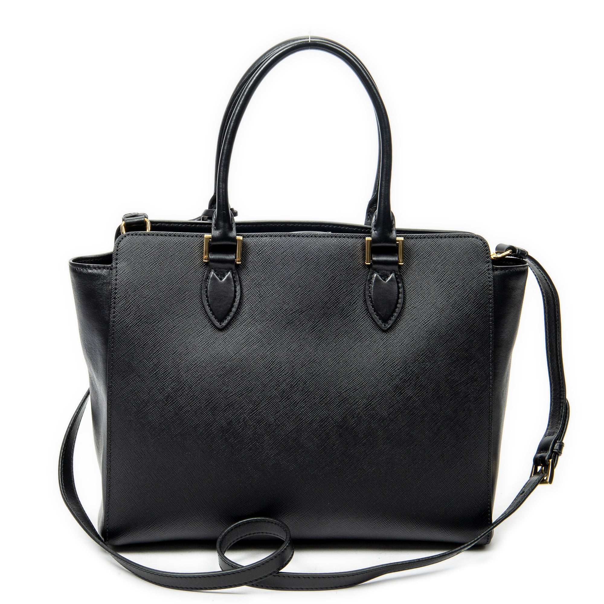 Shoulder Bag Convertible Magnetic Snap Tote Black Saffiano Leather