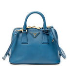 Shoulder Bag Small Zip Promenade Blue Saffiano Leather