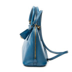Shoulder Bag Small Zip Promenade Blue Saffiano Leather
