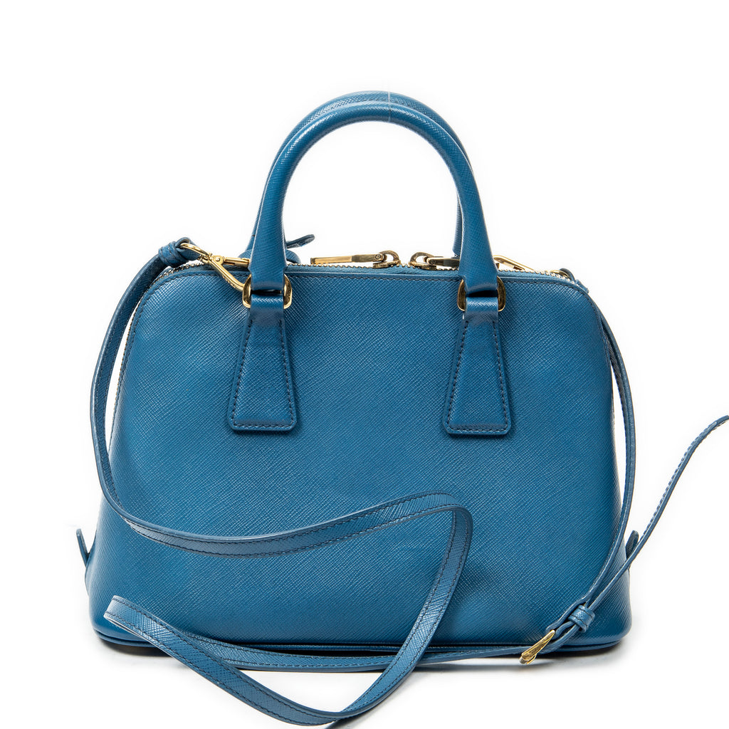 Shoulder Bag Small Zip Promenade Blue Saffiano Leather