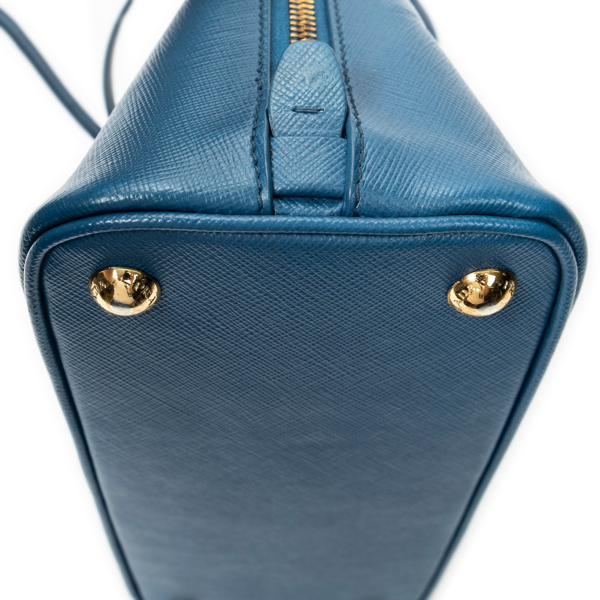 Shoulder Bag Small Zip Promenade Blue Saffiano Leather