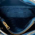 Shoulder Bag Small Zip Promenade Blue Saffiano Leather