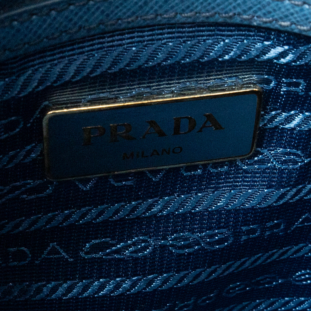 Shoulder Bag Small Zip Promenade Blue Saffiano Leather