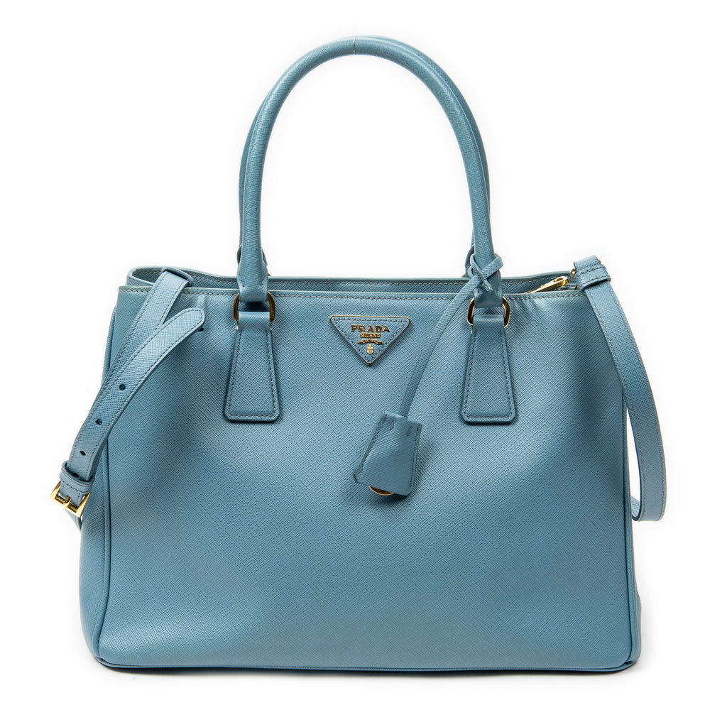 Shoulder Bag Medium Open Tote Light Blue Saffiano Leather