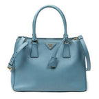 Shoulder Bag Medium Open Tote Light Blue Saffiano Leather