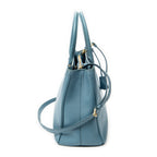 Shoulder Bag Medium Open Tote Light Blue Saffiano Leather