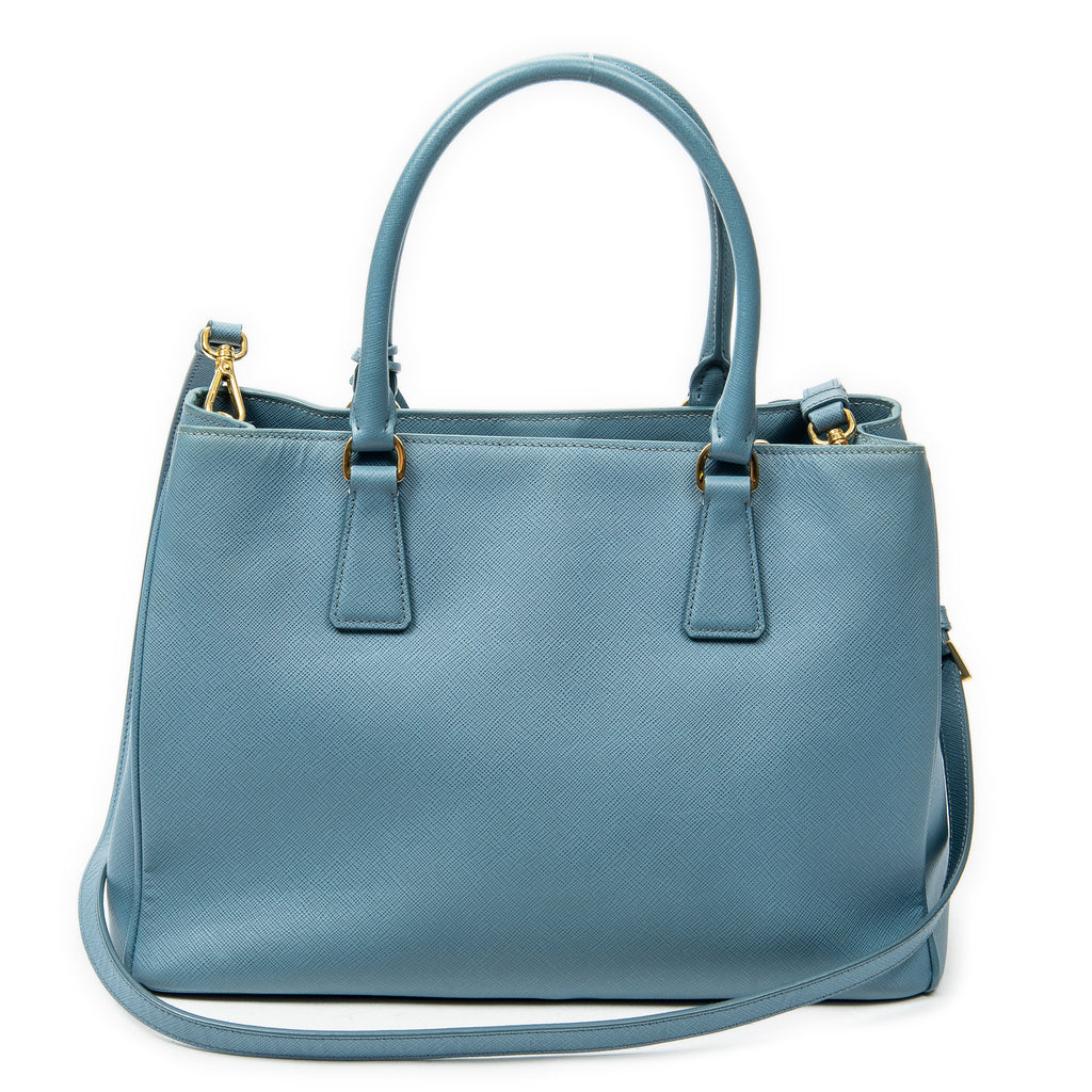 Shoulder Bag Medium Open Tote Light Blue Saffiano Leather