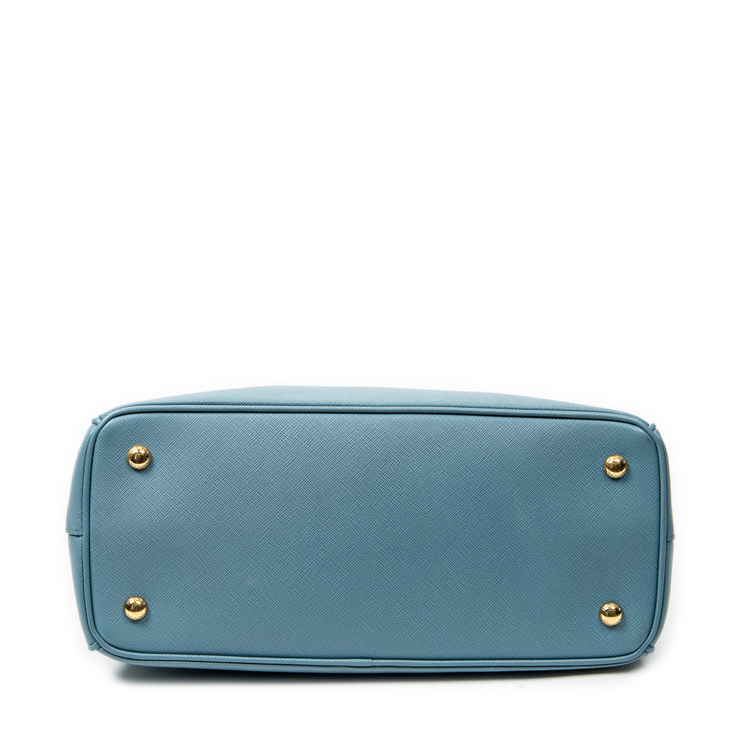 Shoulder Bag Medium Open Tote Light Blue Saffiano Leather