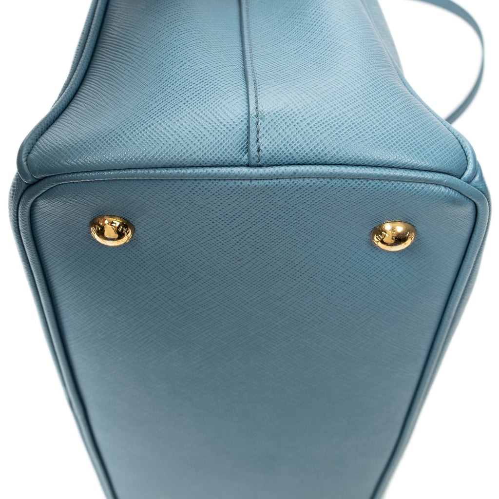 Shoulder Bag Medium Open Tote Light Blue Saffiano Leather