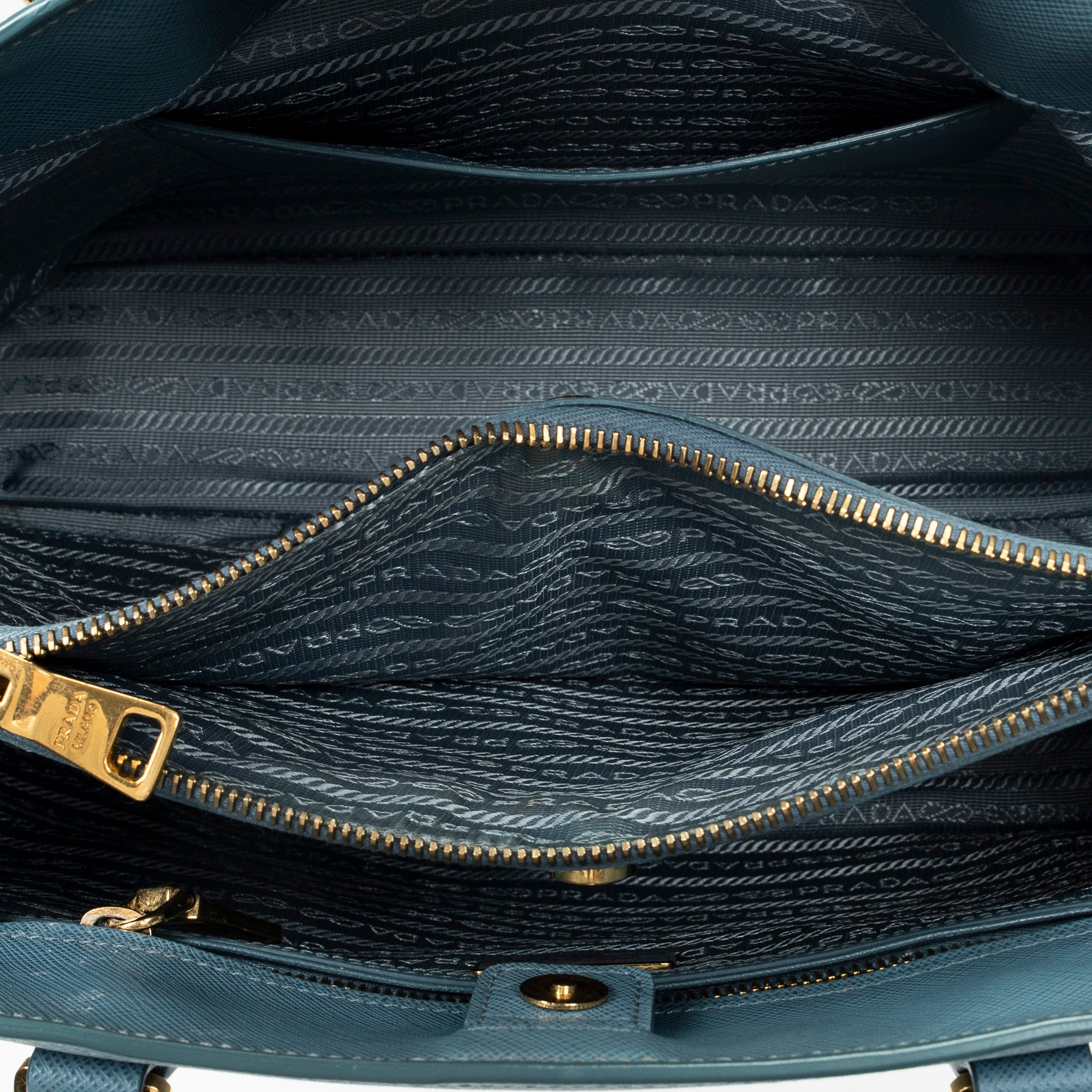 Shoulder Bag Medium Open Tote Light Blue Saffiano Leather