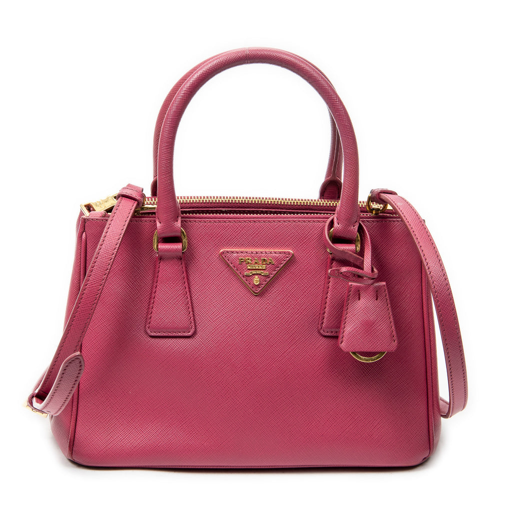 Shoulder Bag Mini Galleria Double Zip Tote Fuchsia Pink Saffiano Leather