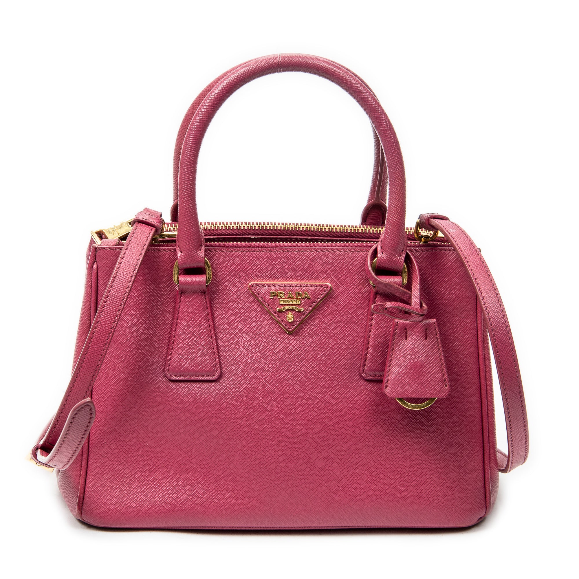 Shoulder Bag Mini Galleria Double Zip Tote Fuchsia Pink Saffiano Leather