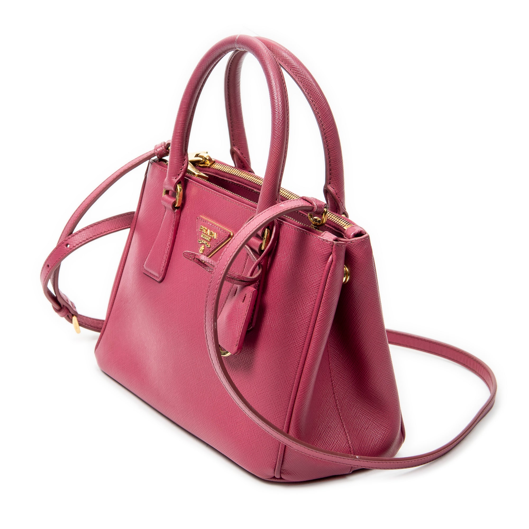 Shoulder Bag Mini Galleria Double Zip Tote Fuchsia Pink Saffiano Leather