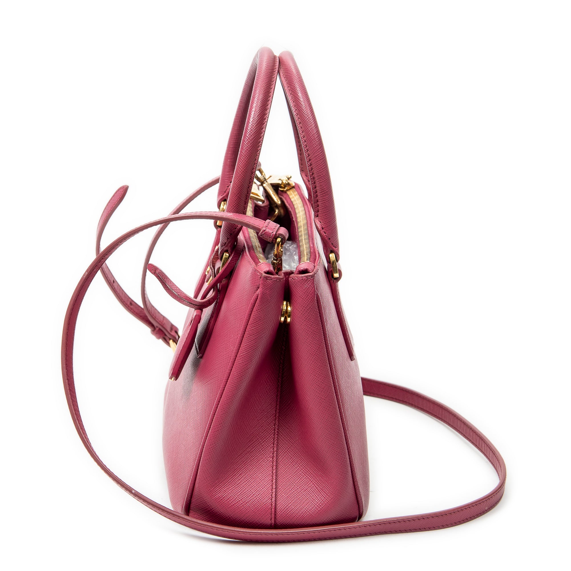 Shoulder Bag Mini Galleria Double Zip Tote Fuchsia Pink Saffiano Leather