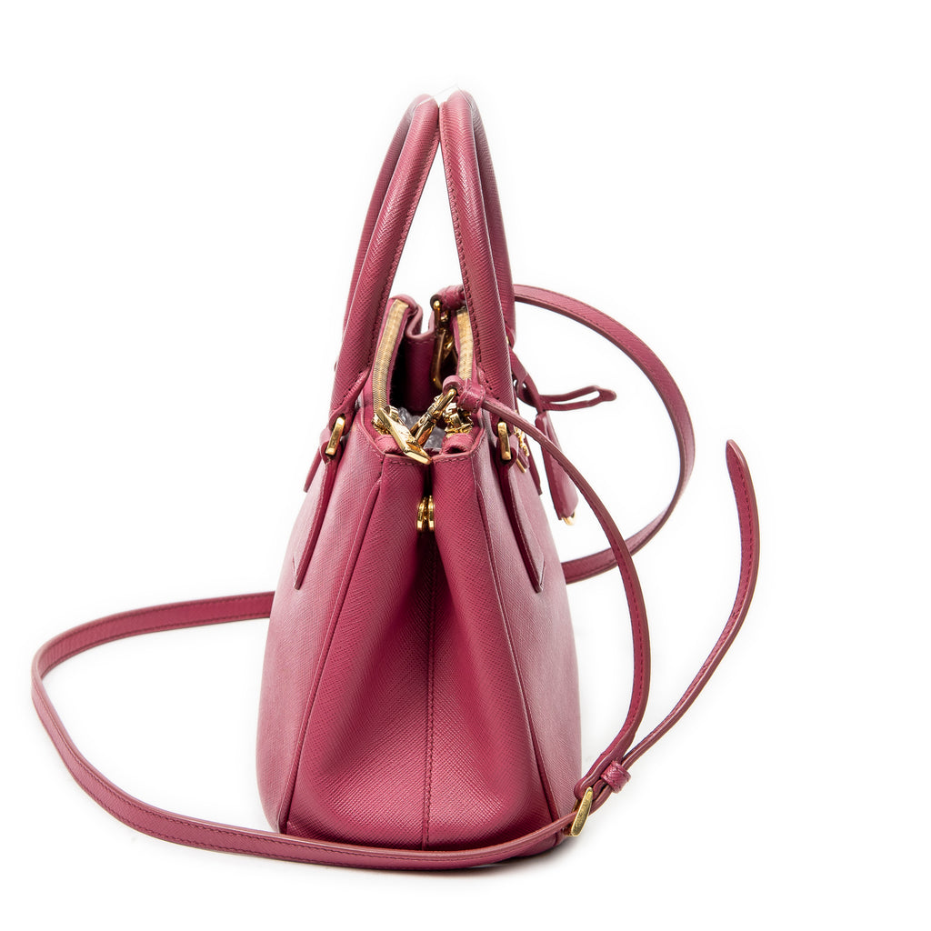 Shoulder Bag Mini Galleria Double Zip Tote Fuchsia Pink Saffiano Leather