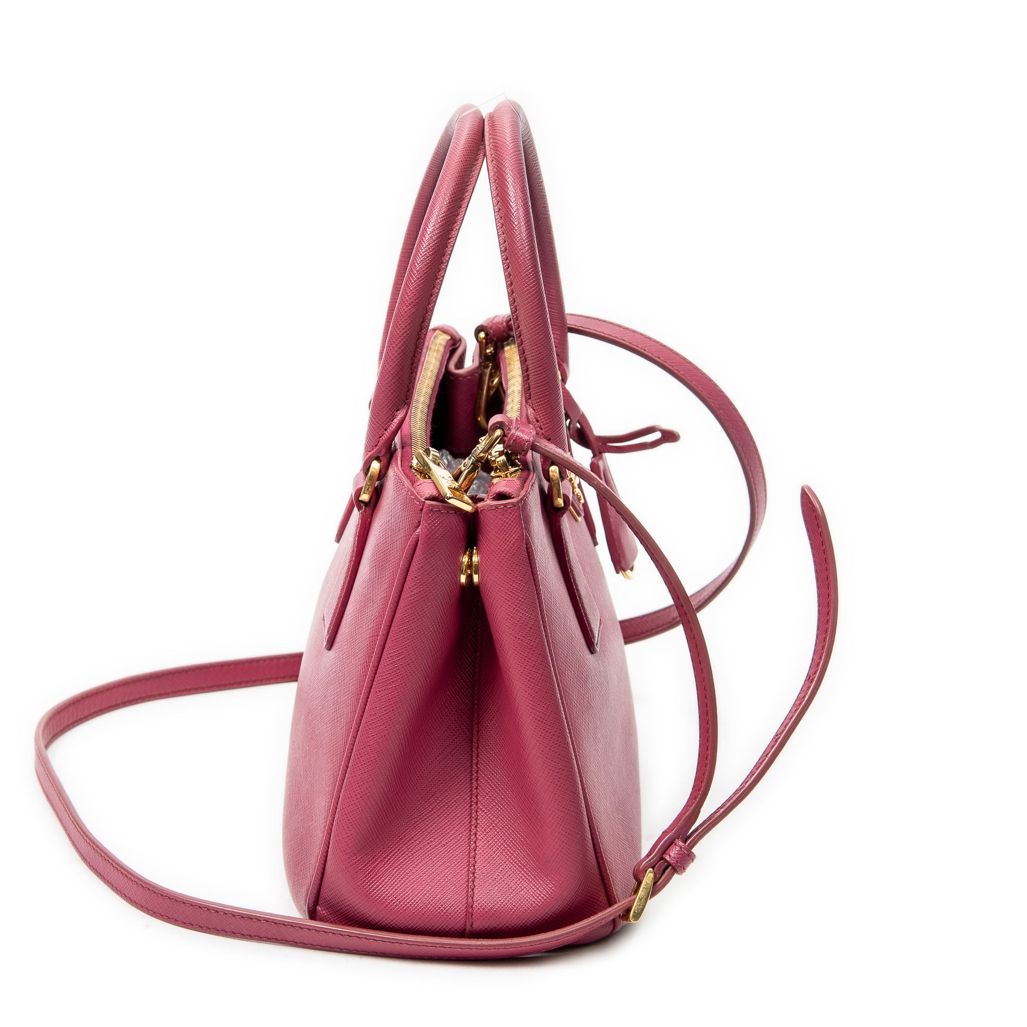 Shoulder Bag Mini Galleria Double Zip Tote Fuchsia Pink Saffiano Leather