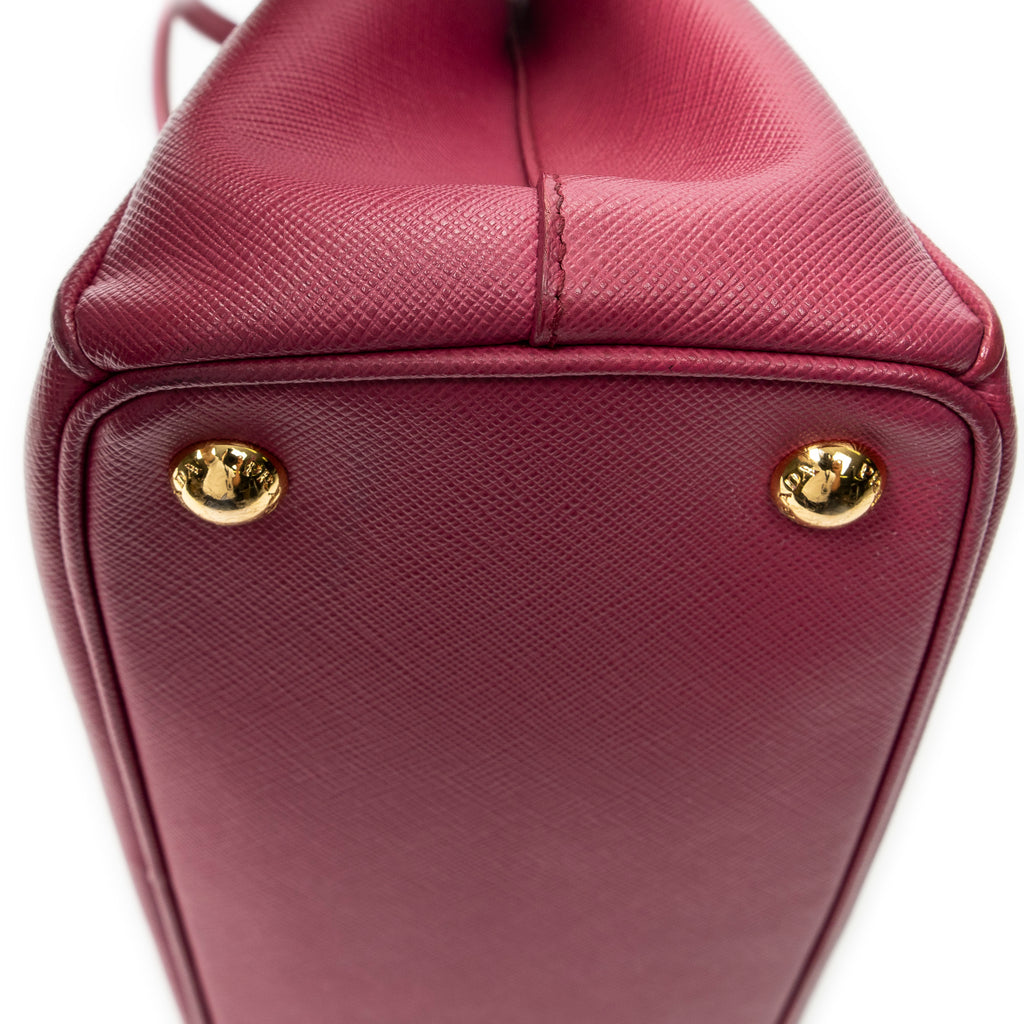 Shoulder Bag Mini Galleria Double Zip Tote Fuchsia Pink Saffiano Leather