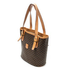 Shoulder Bag Vintage Bucket Tote Brown Macadam Coated Canvas
