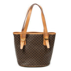 Shoulder Bag Vintage Bucket Tote Brown Macadam Coated Canvas