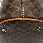 Shoulder Bag Vintage Bucket Tote Brown Macadam Coated Canvas