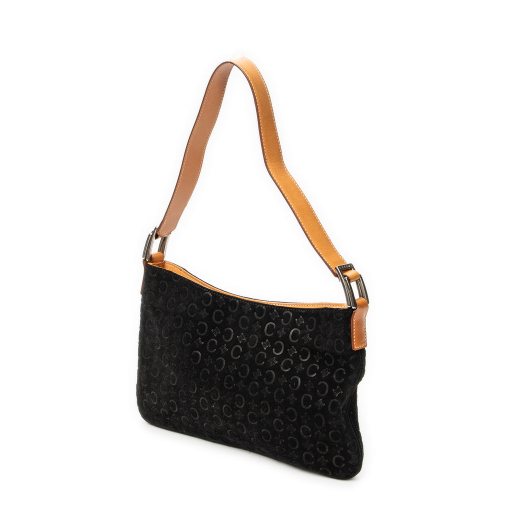Shoulder Bag Flat Shoulder Bag Black C Macadam Suede Leather