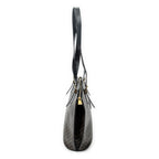 Shoulder Bag Vintage Shoulder Zip Tote Black Macadam Coated Canvas