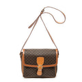 Shoulder Bag Vintage Buckle Flap Crossbody Brown Macadam Coated Canvas