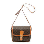 Shoulder Bag Vintage Buckle Flap Crossbody Brown Macadam Coated Canvas