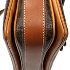 Shoulder Bag Vintage Buckle Flap Crossbody Brown Macadam Coated Canvas