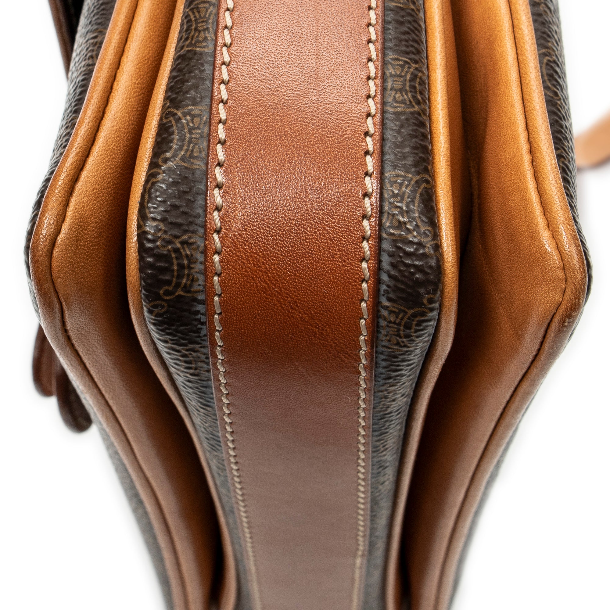 Shoulder Bag Vintage Buckle Flap Crossbody Brown Macadam Coated Canvas