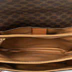 Shoulder Bag Vintage Buckle Flap Crossbody Brown Macadam Coated Canvas